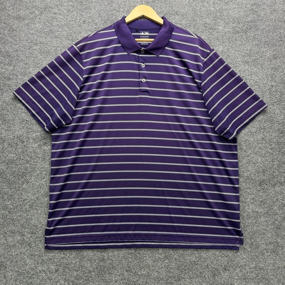 adidas Other - adidas puremotion Golf Polo Shirt Mens 2XL Purple Short Sleeve Striped Athletic